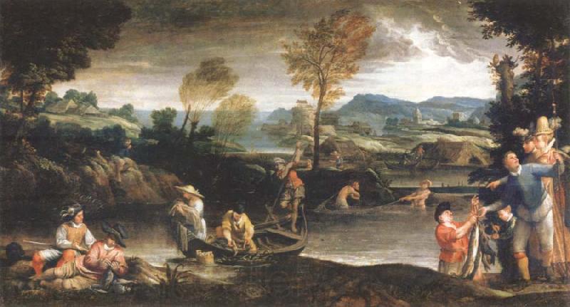 Annibale Carracci landscape with fishing scene Norge oil painting art